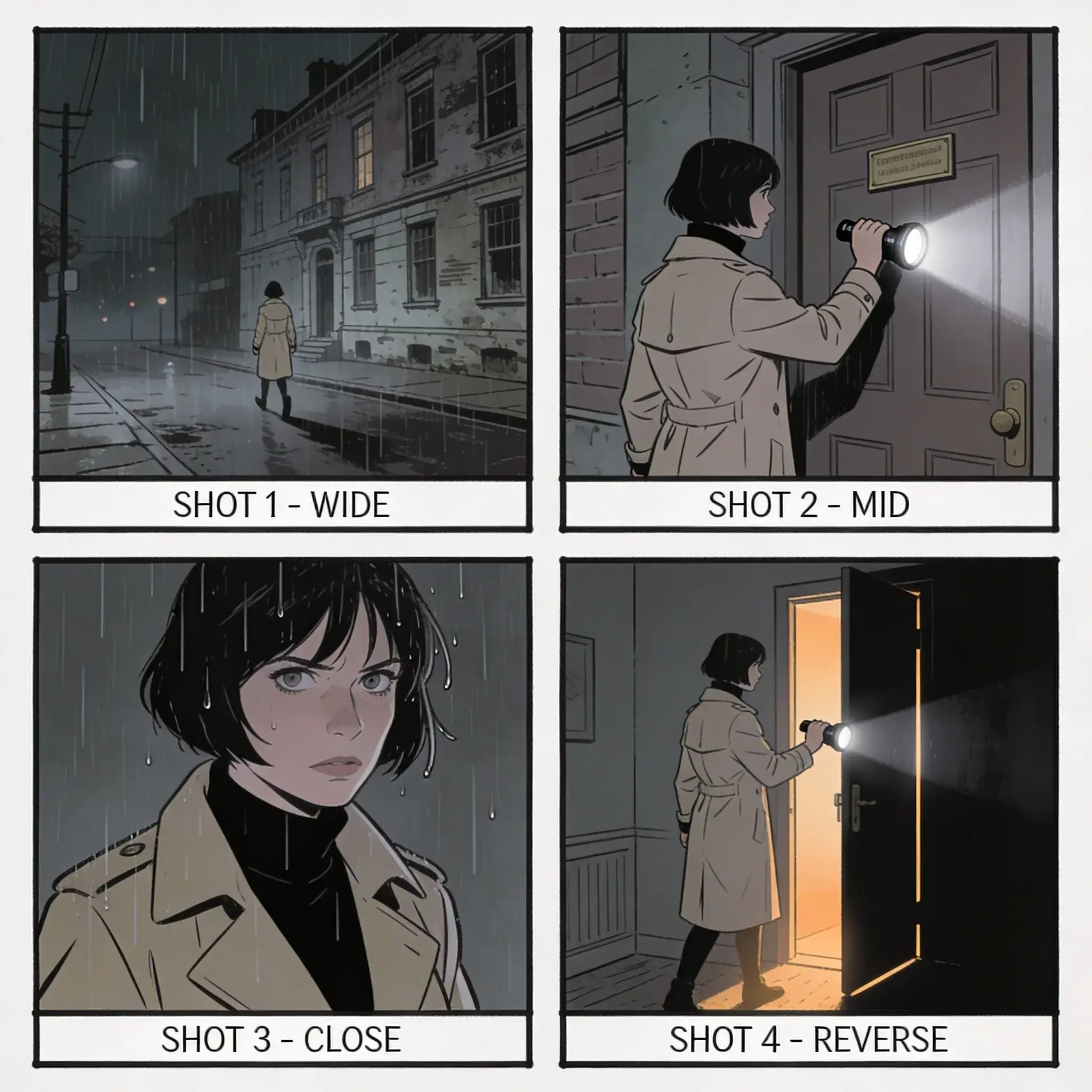 Seedream 4.5-bilde med sekvensielle tegneserieruter med samme hovedkarakter