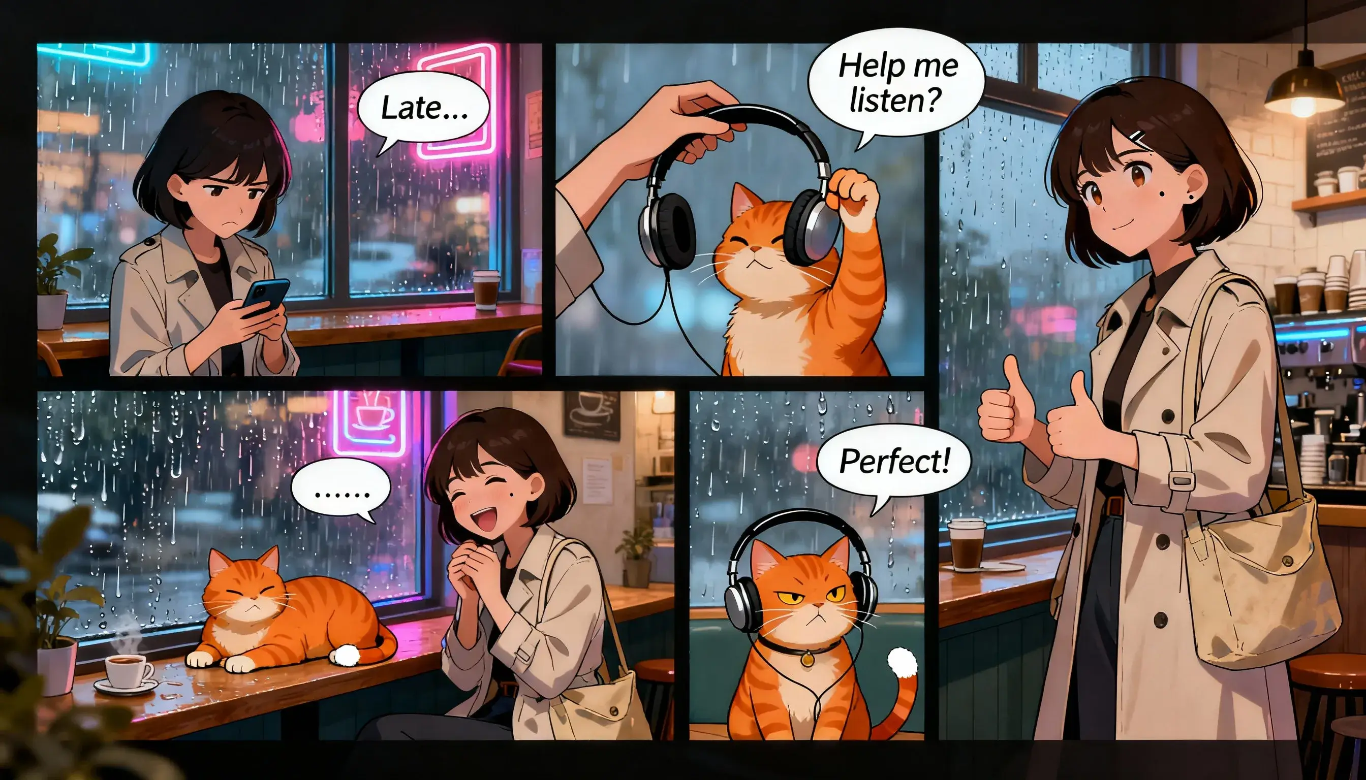 مجموعة صور من Seedream 4.0 تحافظ على الهوية البصرية عبر قصة مصورة من أربع لوحات